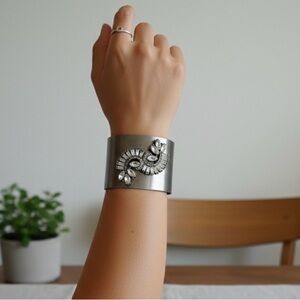 NWOT WA Studios Silver Cuff Bracelet with Crystal Design